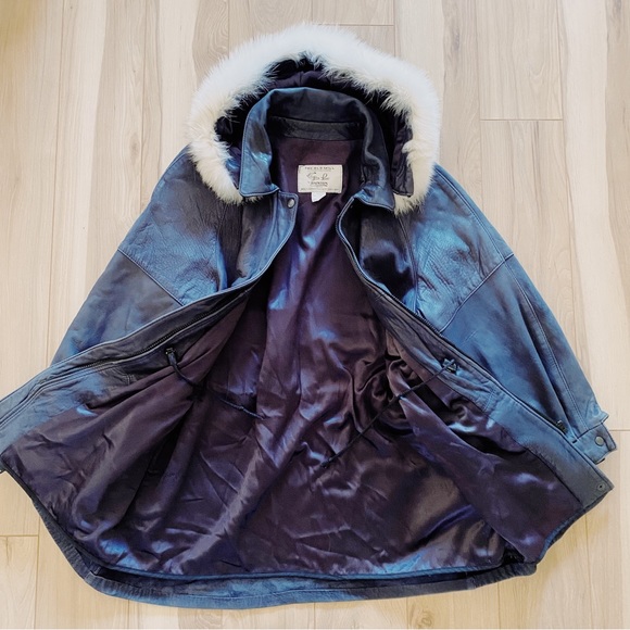 THE OLD MILL VINTAGE Leather Jacket with Real Fur - Picture 5 of 6